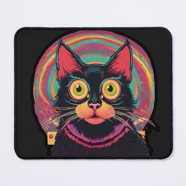 Item preview, Psychedelic Black Cat  wide eyes designed and sold by Catophile.
