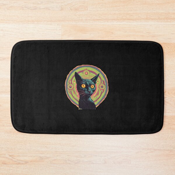 Item preview, Psychedelic Black Cat wide eyes designed and sold by Catophile.