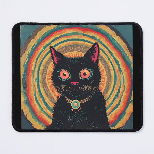 Item preview, Psychedelic Black Cat wide eyes designed and sold by Catophile.