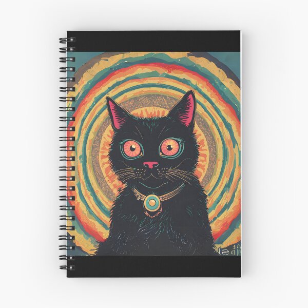 Item preview, Psychedelic Black Cat wide eyes designed and sold by Catophile.