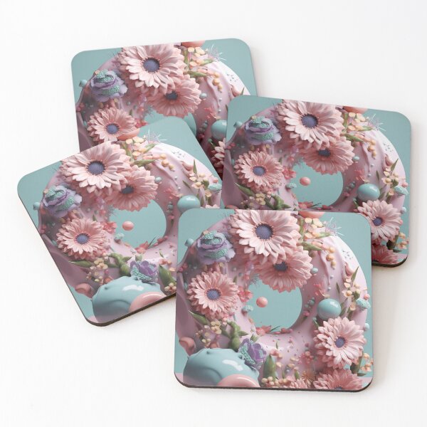 Item preview, Dreamy Floral Donut - 3D Render in Pastel Colors designed and sold by PoppinArtFox.