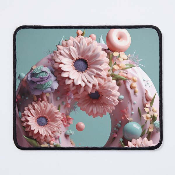 Item preview, Dreamy Floral Donut - 3D Render in Pastel Colors designed and sold by PoppinArtFox.
