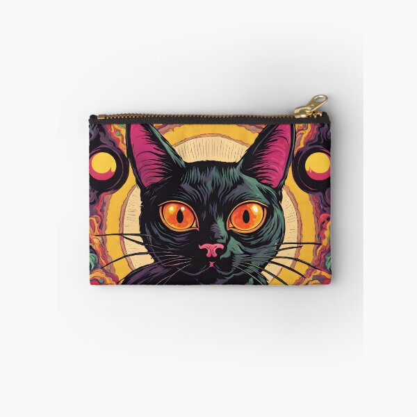 Item preview, Psychedelic Black Cat wide eyes designed and sold by Catophile.