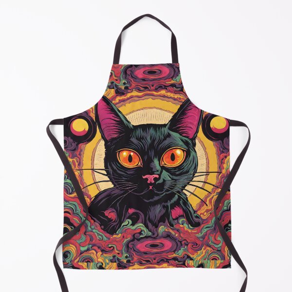 Item preview, Psychedelic Black Cat wide eyes designed and sold by Catophile.