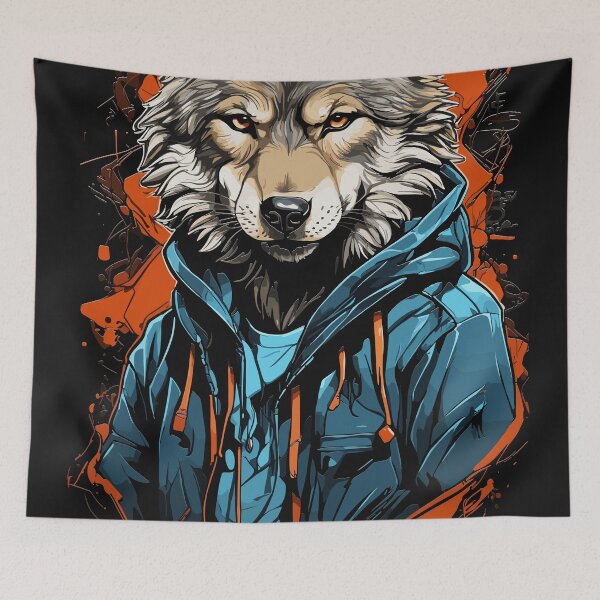 Item preview, The great rocking wolf graffiti art designed and sold by Frankydudestore.