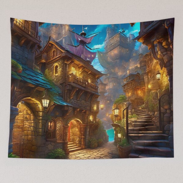 Artikelvorschau, Dorf - Fantasy-Kunst entworfen und verkauft von Delerat7.