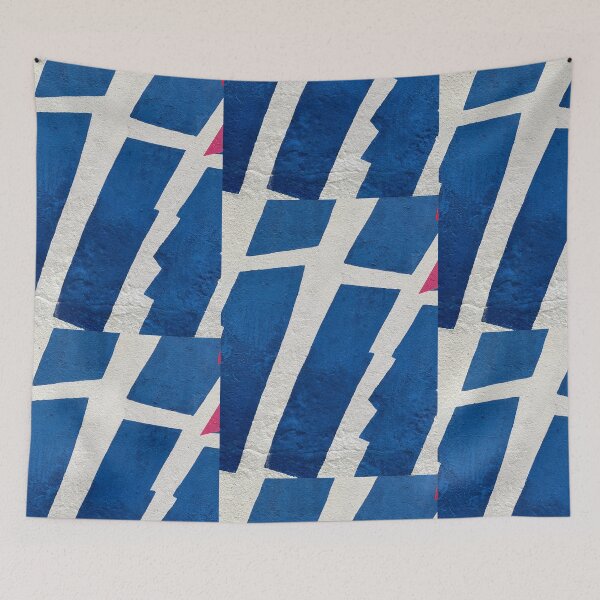 Item preview, Blue abstract lines and pink  designed and sold by Tropical Blood.