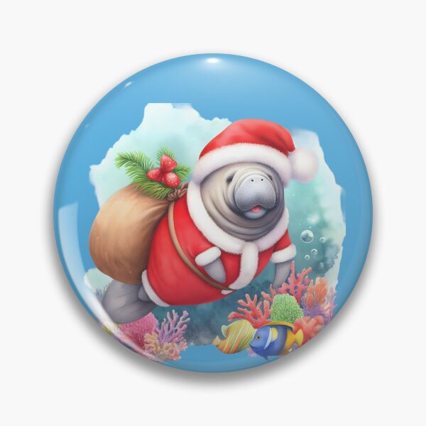 Item preview, Merry Manatee Santa Christmas - Celebrate with a Chubby Mermaid designed and sold by SandbarTees.
