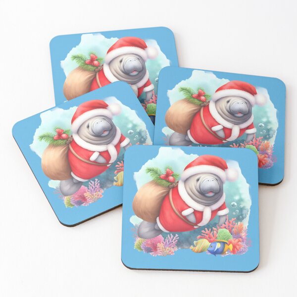 Item preview, Merry Manatee Santa Christmas - Celebrate with a Chubby Mermaid designed and sold by SandbarTees.