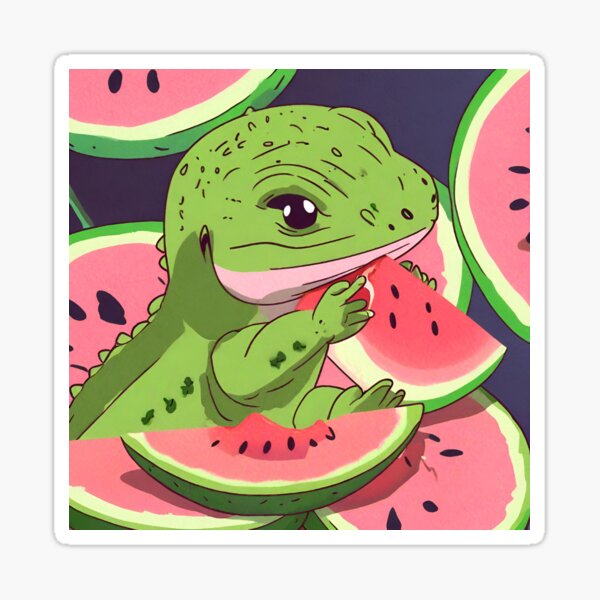 Cute Brontosaurus Cottagecore Dinosaur - Watermelon Sticker