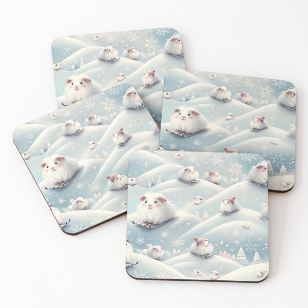 Item preview,  Wild long-haired guinea pig gang sledding in the snow at Christmas designed and sold by Toffy2222.