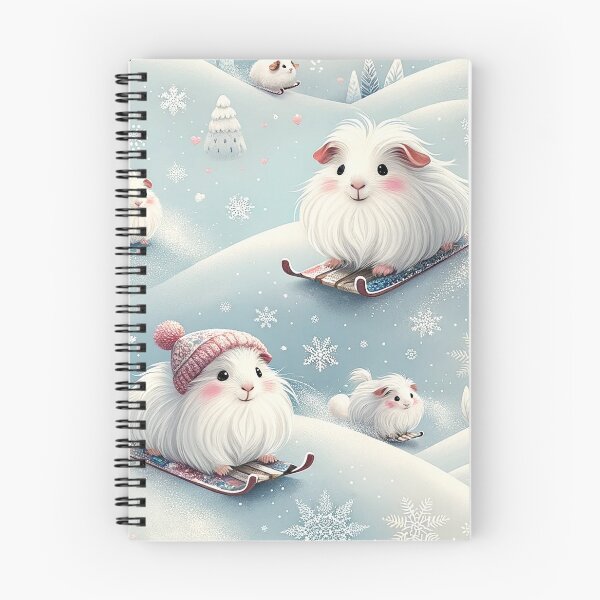 Item preview,  Wild long-haired guinea pig gang sledding in the snow at Christmas designed and sold by Toffy2222.