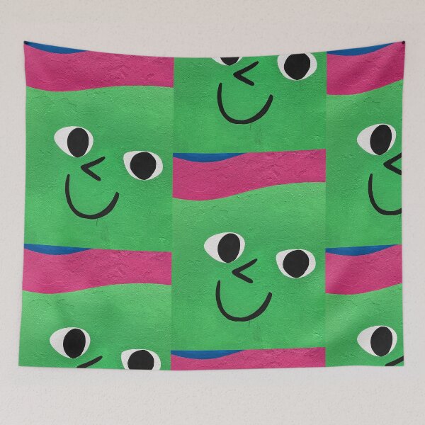Item preview, Face funny cool texture green and pink art abstract face  designed and sold by Tropical Blood.