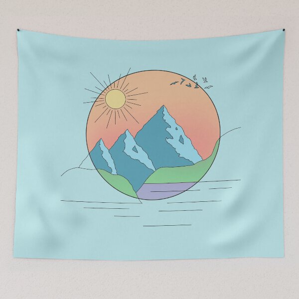 Item preview, Mountain Landscape Minimal Line Art designed and sold by DoodlingRedhead.