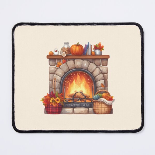 Item preview, Fireplace With Fall Decorations designed and sold by PixelsNonstop.