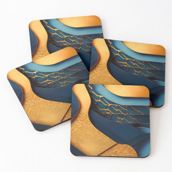 Item preview, Abstract, Geometric, Blue, Dark Blue, Orange, Pumpkin Orange, Desert Orange, Gold designed and sold by Golden-Feathers.