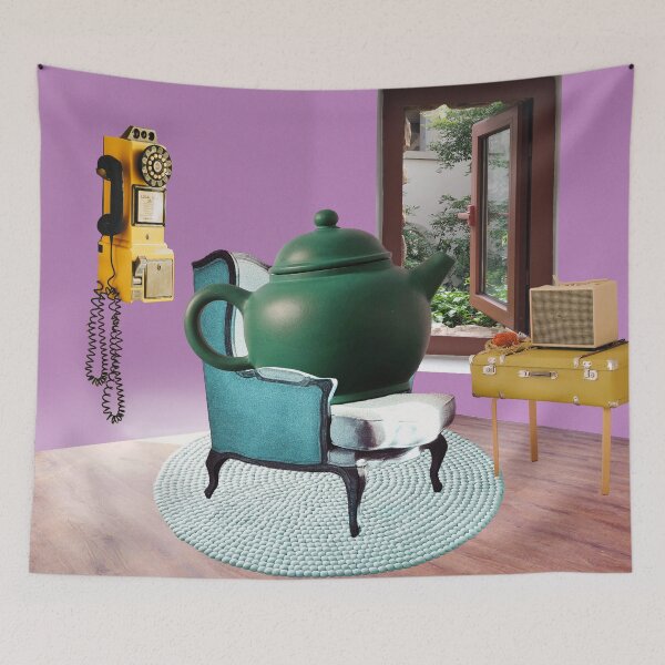 Item preview, Get Lost in the Surreal: Teapot in Armchair Art Print - "Brewing You Some Tea" & Spilling the Gossip designed and sold by GollyWillikers.