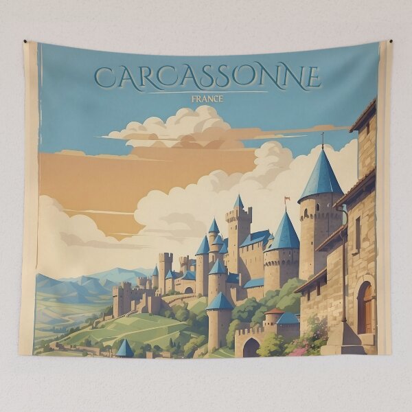 Item preview, Carcassonne's Timeless Beauty: Vintage Poster designed and sold by Ceemko's Vintage Corner.