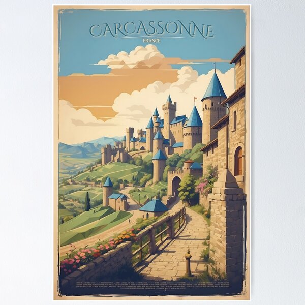 Item preview, Carcassonne's Timeless Beauty: Vintage Poster designed and sold by Ceemko's Vintage Corner.