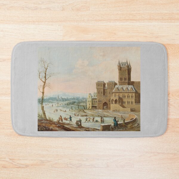 Item preview, Figures in a Winter Landscape with a Gothic Castle by Johann Philipp Ulbricht designed and sold by Amanda1775.
