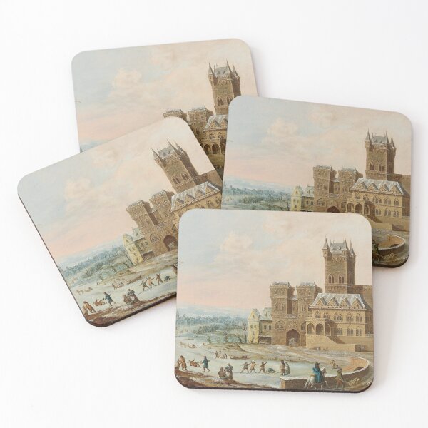Item preview, Figures in a Winter Landscape with a Gothic Castle by Johann Philipp Ulbricht designed and sold by Amanda1775.