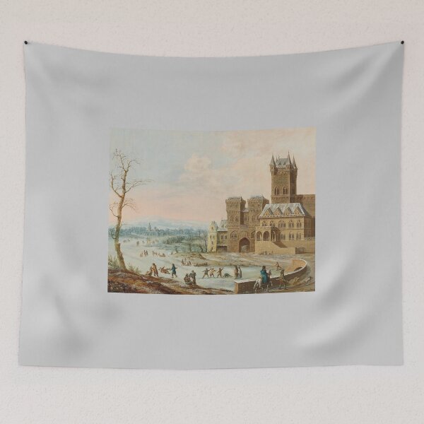 Item preview, Figures in a Winter Landscape with a Gothic Castle by Johann Philipp Ulbricht designed and sold by Amanda1775.