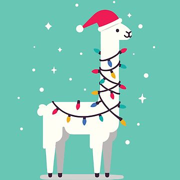 Artwork thumbnail, Cute Llama Animal with a String of Christmas Lights by hidden-design