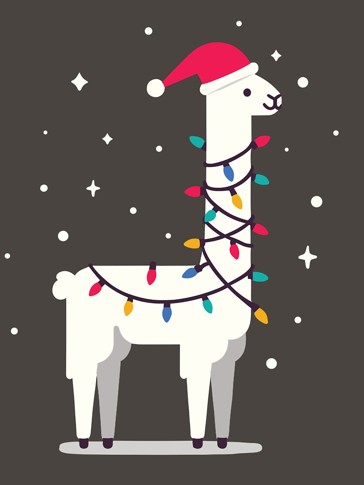 Thumbnail 7 of 7, Classic T-Shirt, Cute Llama Animal with a String of Christmas Lights designed and sold by hidden-design.