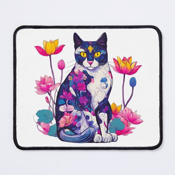 Item preview, Lotus Dreams: Cat in Colorful Bloom designed and sold by Tom-Johnson.