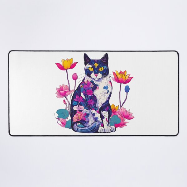 Item preview, Lotus Dreams: Cat in Colorful Bloom designed and sold by Tom-Johnson.