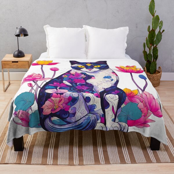 Item preview, Lotus Dreams: Cat in Colorful Bloom designed and sold by Tom-Johnson.