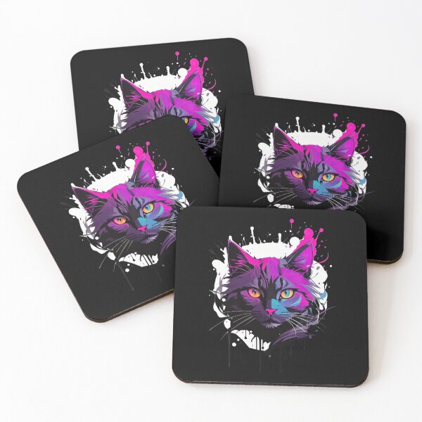 Item preview, Cute Black and Violet Cat in Low Poly and Graffiti Style designed and sold by MindSmith.