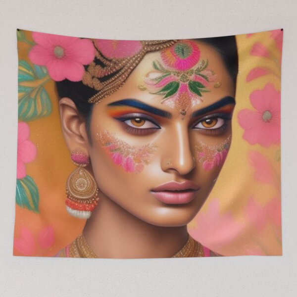 Item preview, Orange pink desi floral  designed and sold by Roxburylane.