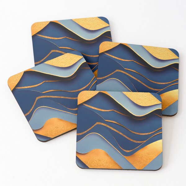 Item preview, Abstract, Geometric, Blue, Dark Blue, Orange, Pumpkin Orange, Desert Orange, Gold designed and sold by Golden-Feathers.