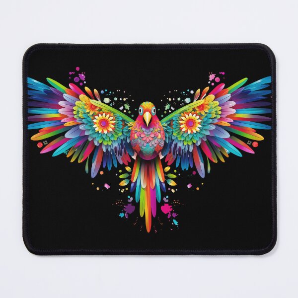 Item preview, rainbow flying bird parrot flowers designed and sold by TankandDPS.