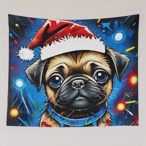 Item preview, Pug HAPPY HOLIDAYS 5 designed and sold by RedBluffTraders.
