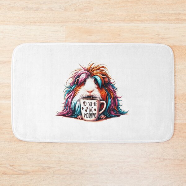 Item preview,  Bad-tempered long-haired guinea pig with cup: No Coffee no Morning designed and sold by Toffy2222.