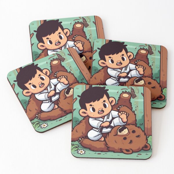 Item preview, BJJ Fighter bear cute cartoon style white gi designed and sold by Martial-Art-23.