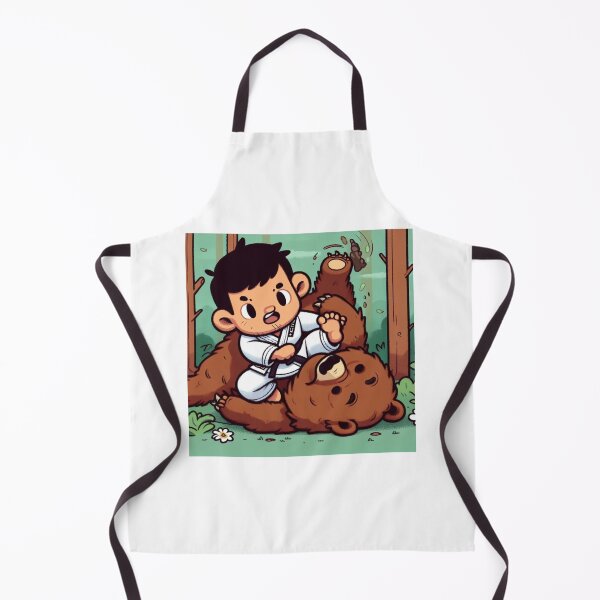 Item preview, BJJ Fighter bear cute cartoon style white gi designed and sold by Martial-Art-23.