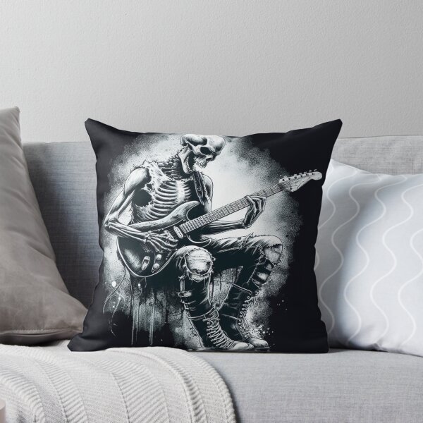 Item preview, Skeleton Playing Electric Guitar designed and sold by CreepyCornerArt.