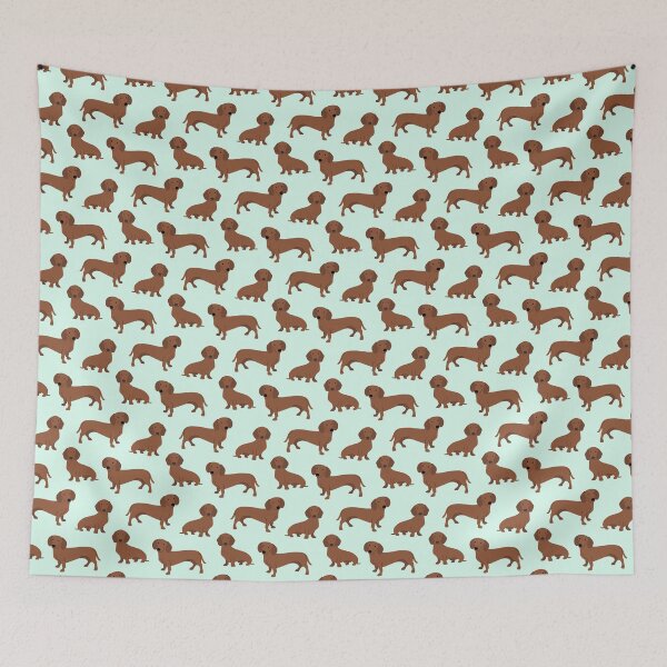 Item preview, Red Dachshund Dog on Aqua designed and sold by Nickwilljack.