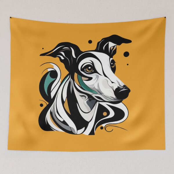 Artikelvorschau, Abstrakter weißer Windhund entworfen und verkauft von IdlePython.