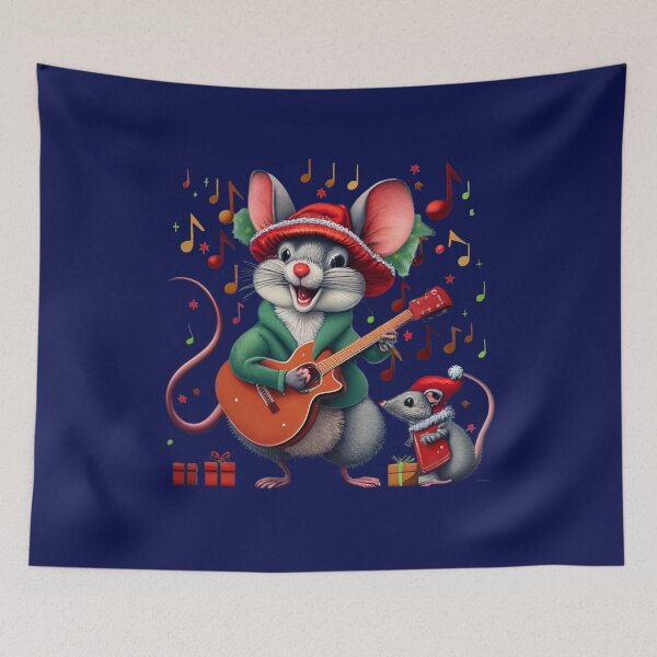 Item preview, christmas mouse and baby mouse playing guitar singing designed and sold by Meandmyshop.