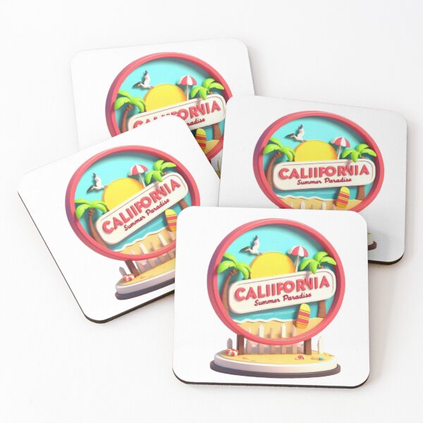 Item preview, California summer, golden beach with palm trees and torques water designed and sold by bkbh.