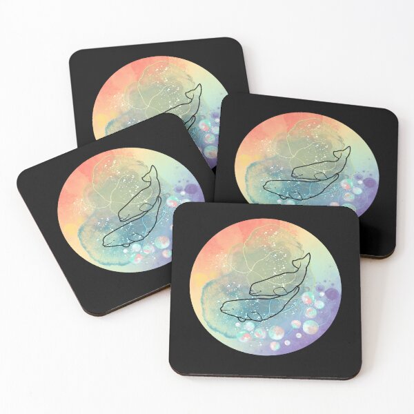 Item preview, Beluga Whale Family Swimming Watercolor Illustration designed and sold by kuremureDesign.