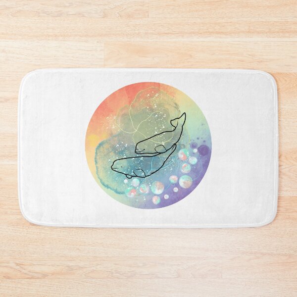 Item preview, Beluga Whale Family Swimming Watercolor Illustration designed and sold by kuremureDesign.