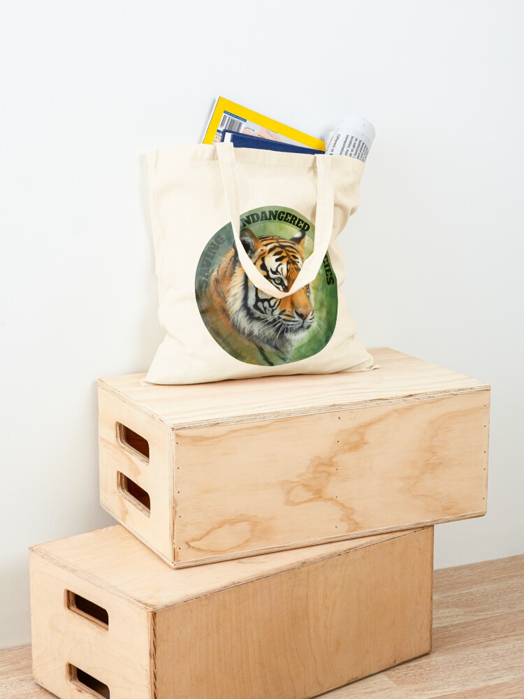 Thumbnail 4 of 5, Tote Bag, Saving Endangered Species: Sumatran Tiger designed and sold by S-Endangered-S.