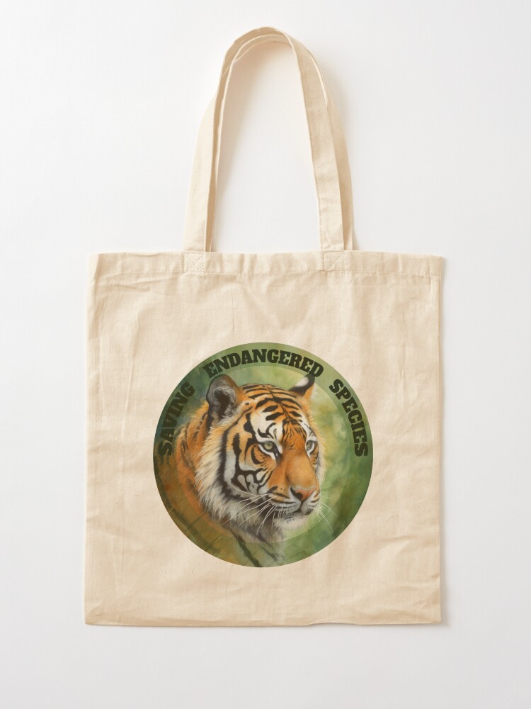 Thumbnail 2 of 5, Tote Bag, Saving Endangered Species: Sumatran Tiger designed and sold by S-Endangered-S.