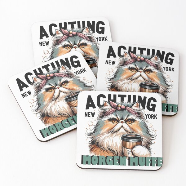 Item preview, Funny cat motif with Persian cat: Attention morning grouch designed and sold by Toffy2222.
