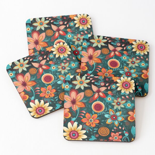 Item preview, Orange and Teal Flower Garden designed and sold by Driftwood Spirits.
